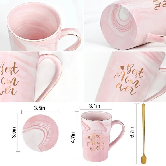 Pink 'Best Mom Ever' Mug - 12oz for Mom on Christmas, Mother's Day, Birthday - Picture 11 of 12